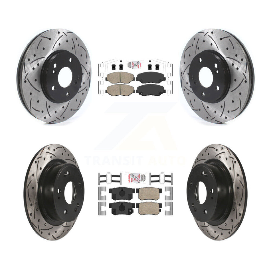 Front Rear Ceramic Pads And Coated Drilled Slotted Disc Brake Rotors Kit For Honda Accord KDA-102418