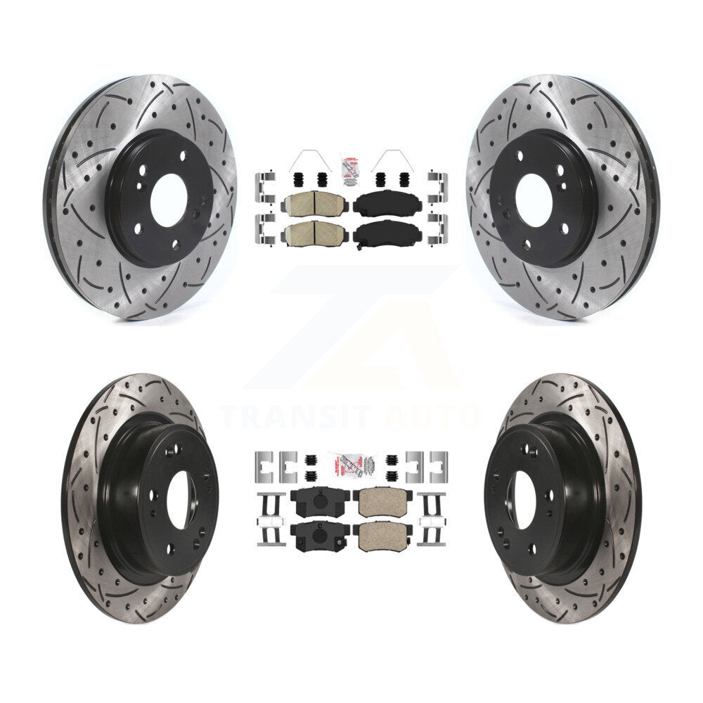 Front Rear Ceramic Pads And Coated Drilled Slotted Disc Brake Rotors Kit For Honda Accord KDA-102420