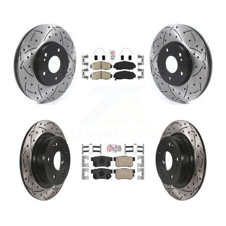 Front Rear Ceramic Pads And Coated Drilled Slotted Disc Brake Rotors Kit For Honda Accord KDA-102422