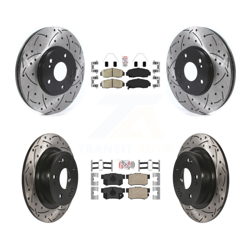Front Rear Ceramic Pads And Coated Drilled Slotted Disc Brake Rotors Kit For Honda Accord KDA-102422