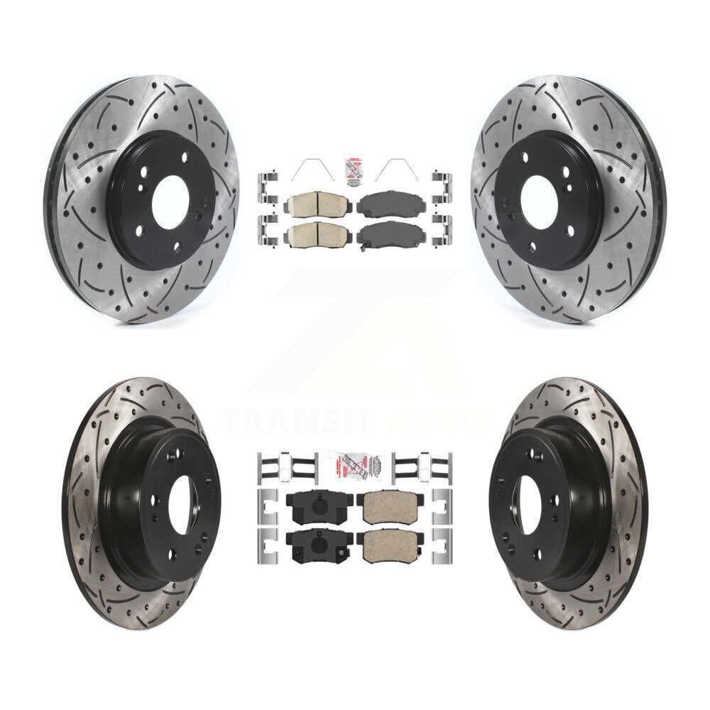 Front Rear Ceramic Pads And Coated Drilled Slotted Disc Brake Rotors Kit For Honda Accord KDA-102426
