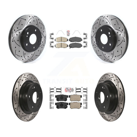 Front Rear Ceramic Pads And Coated Drilled Slotted Disc Brake Rotors Kit For Honda Accord KDA-102426