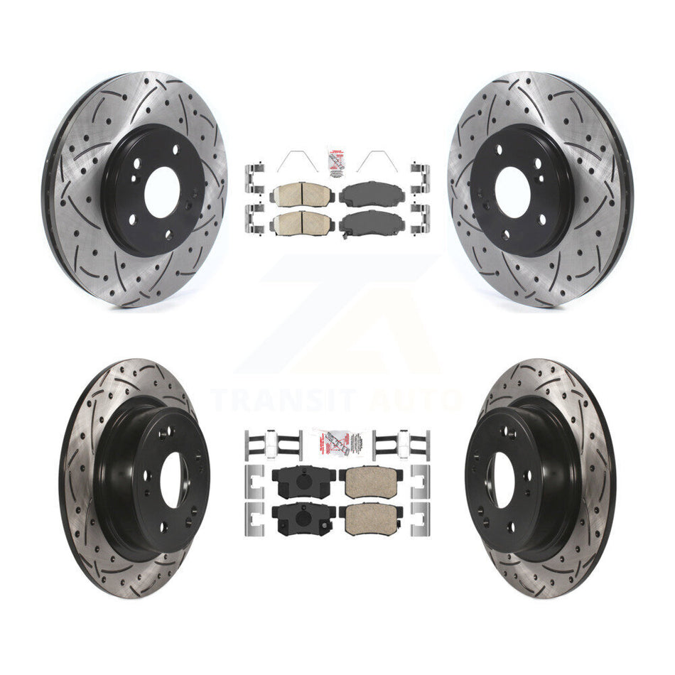 Front Rear Ceramic Pads And Coated Drilled Slotted Disc Brake Rotors Kit For Honda Accord KDA-102426