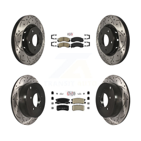 Front Rear Ceramic Pad Coated Drilled Slotted Disc Brake Rotors Kit For Mitsubishi Lancer KDA-102427
