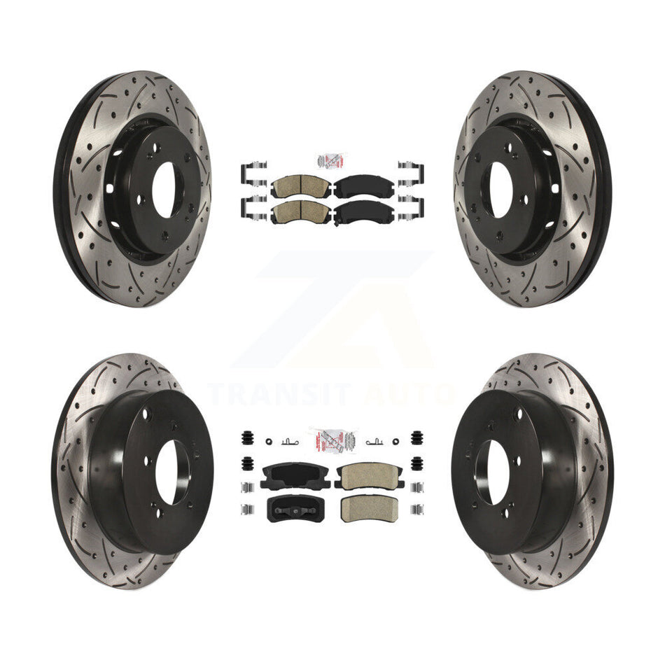 Front Rear Ceramic Pad Coated Drilled Slotted Disc Brake Rotors Kit For Mitsubishi Lancer KDA-102427