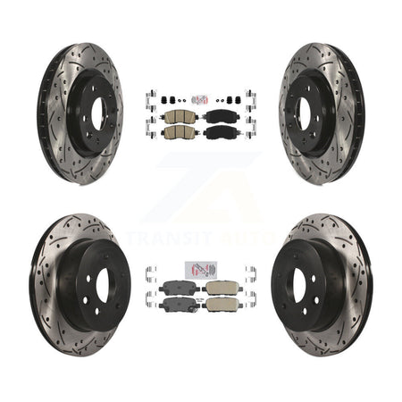 Front Rear Ceramic Pads And Coated Drilled Slotted Disc Brake Rotors Kit For Nissan LEAF KDA-102429
