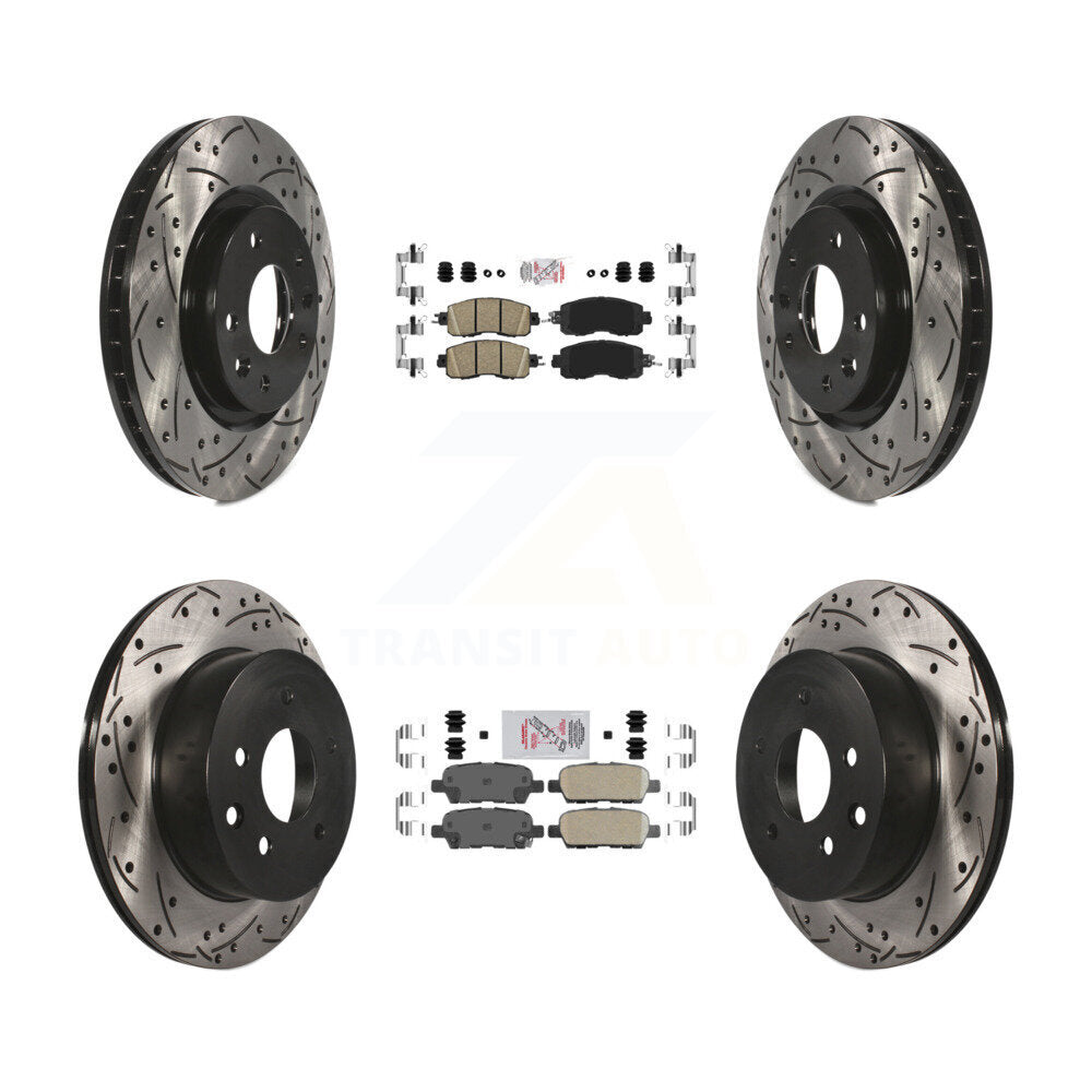 Front Rear Ceramic Pads And Coated Drilled Slotted Disc Brake Rotors Kit For Nissan LEAF KDA-102430