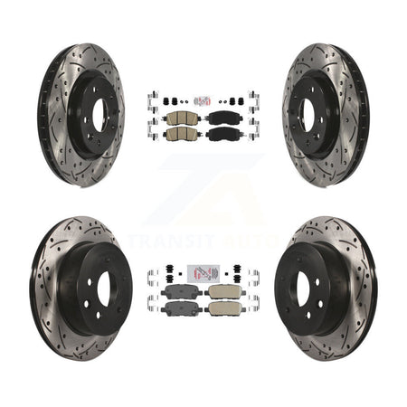 Front Rear Ceramic Pads And Coated Drilled Slotted Disc Brake Rotors Kit For Nissan LEAF KDA-102430