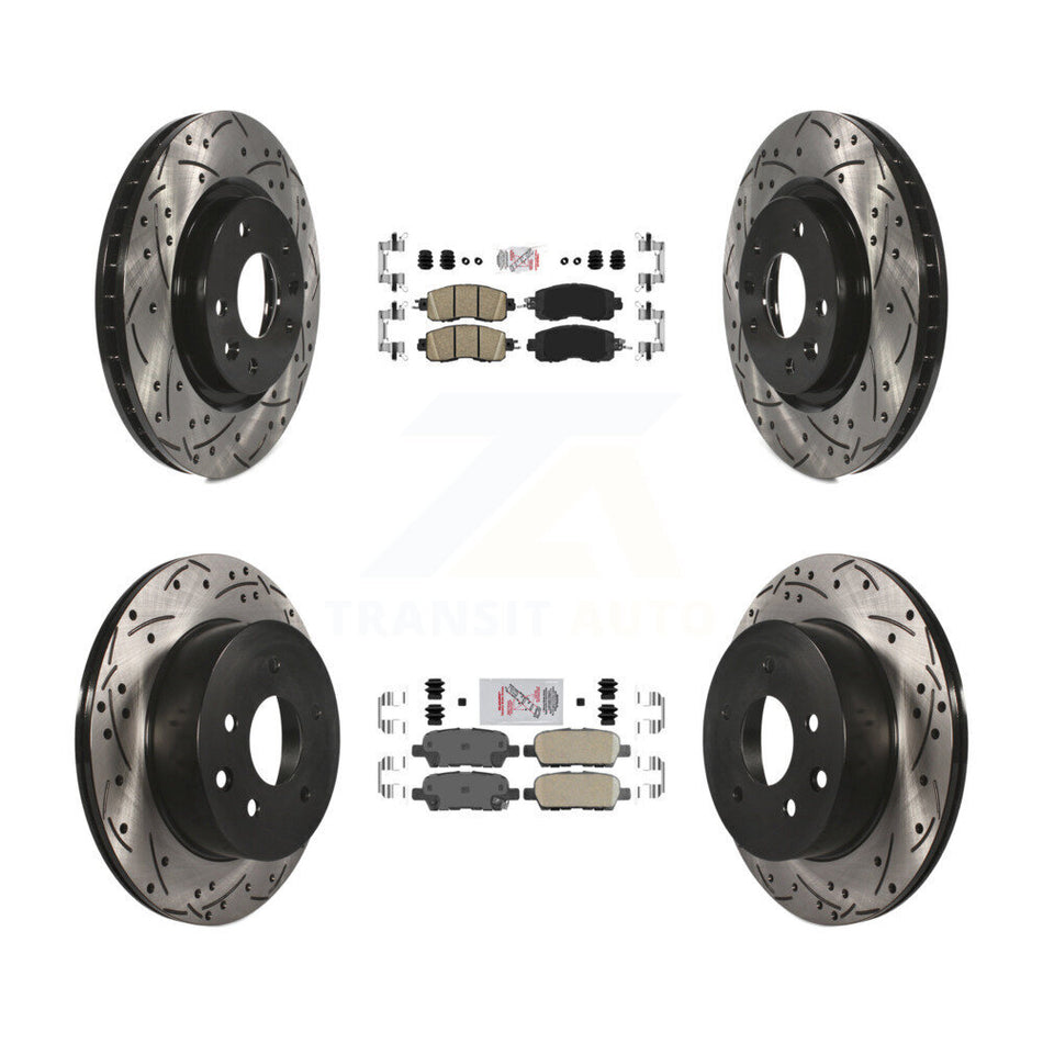 Front Rear Ceramic Pads And Coated Drilled Slotted Disc Brake Rotors Kit For Nissan LEAF KDA-102430