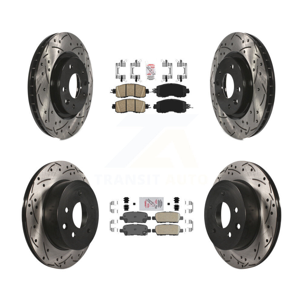 Front Rear Ceramic Pads And Coated Drilled Slotted Disc Brake Rotors Kit For Nissan LEAF KDA-102432