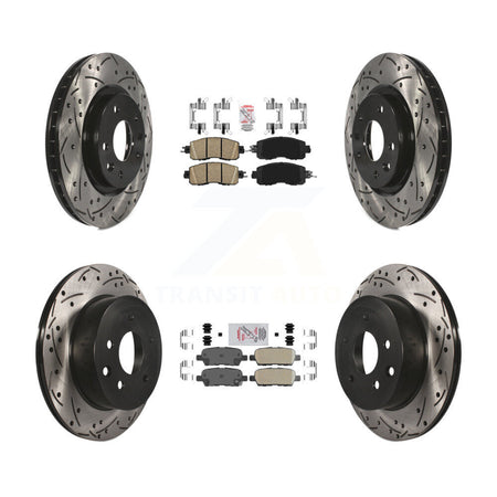 Front Rear Ceramic Pads And Coated Drilled Slotted Disc Brake Rotors Kit For Nissan LEAF KDA-102432