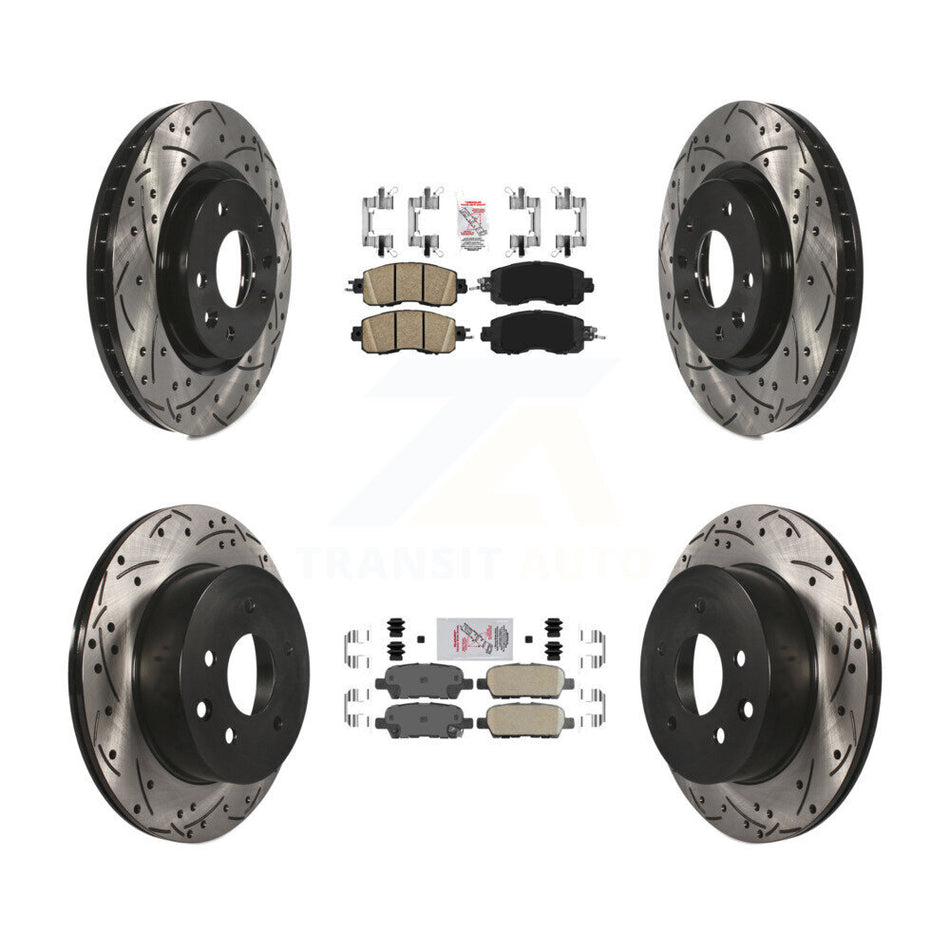 Front Rear Ceramic Pads And Coated Drilled Slotted Disc Brake Rotors Kit For Nissan LEAF KDA-102432