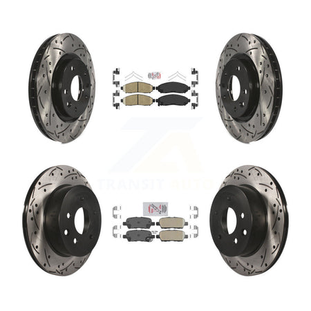 Front Rear Ceramic Pads And Coated Drilled Slotted Disc Brake Rotors Kit For Nissan LEAF KDA-102433