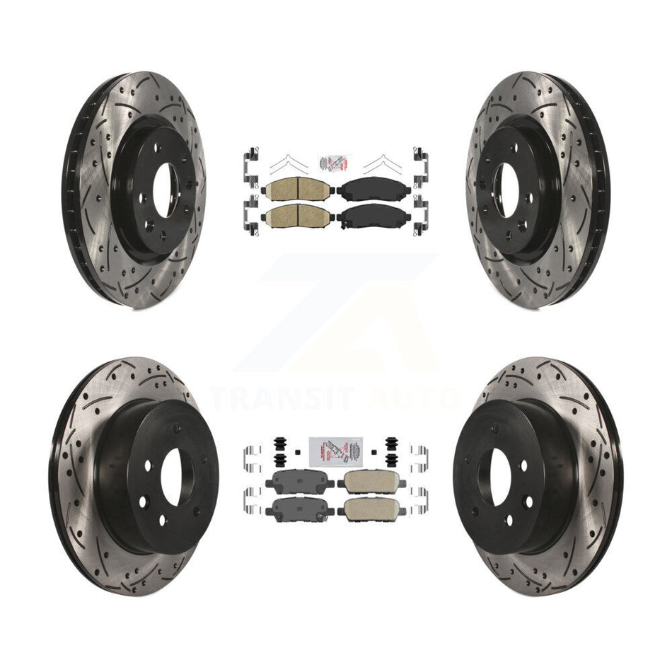 Front Rear Ceramic Pads And Coated Drilled Slotted Disc Brake Rotors Kit For Nissan LEAF KDA-102434