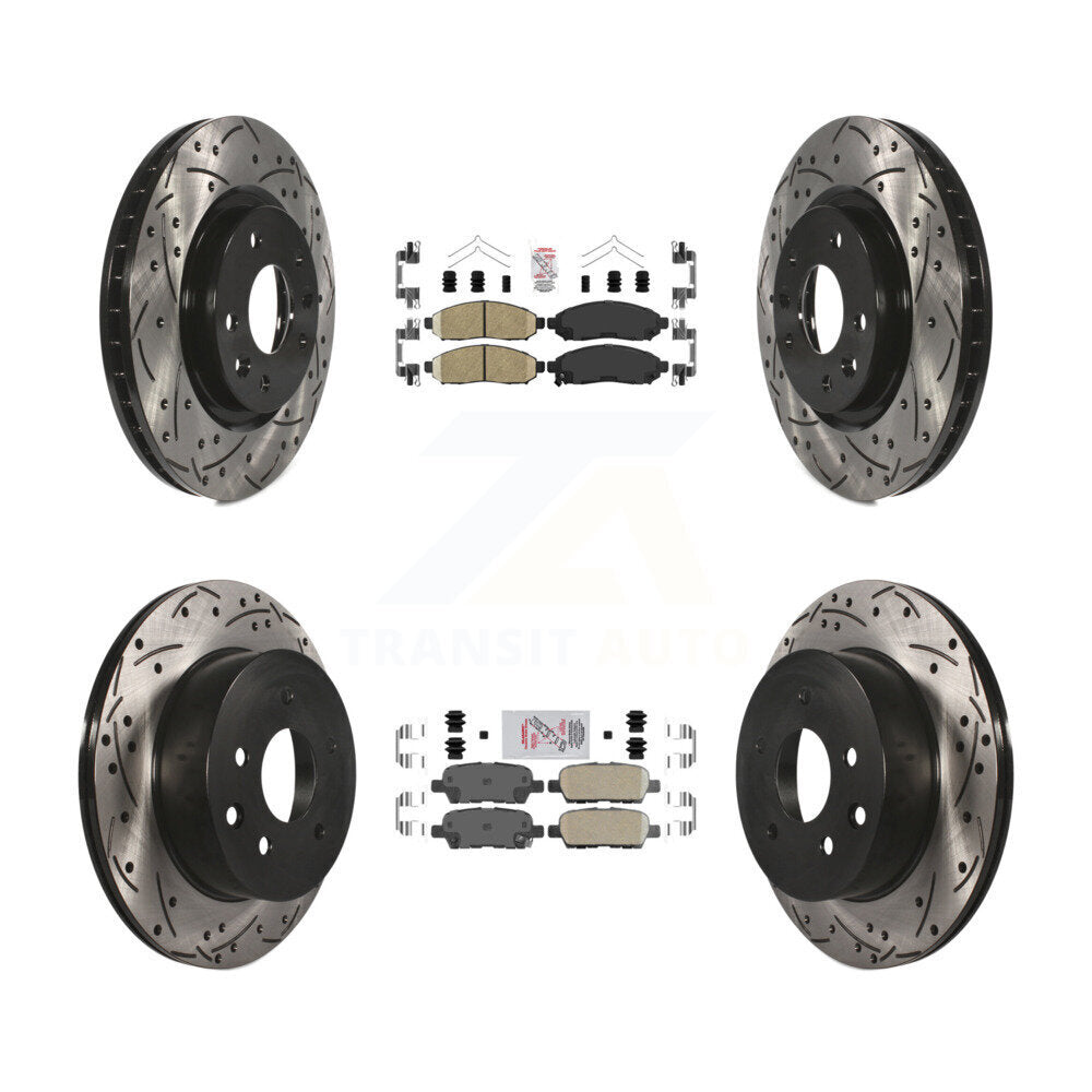 Front Rear Ceramic Pads And Coated Drilled Slotted Disc Brake Rotors Kit For Nissan LEAF KDA-102436
