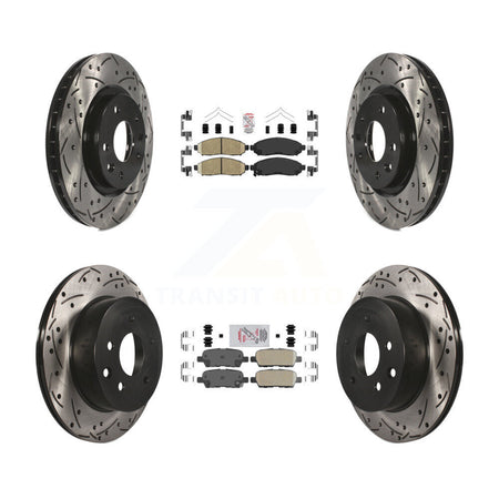 Front Rear Ceramic Pads And Coated Drilled Slotted Disc Brake Rotors Kit For Nissan LEAF KDA-102436