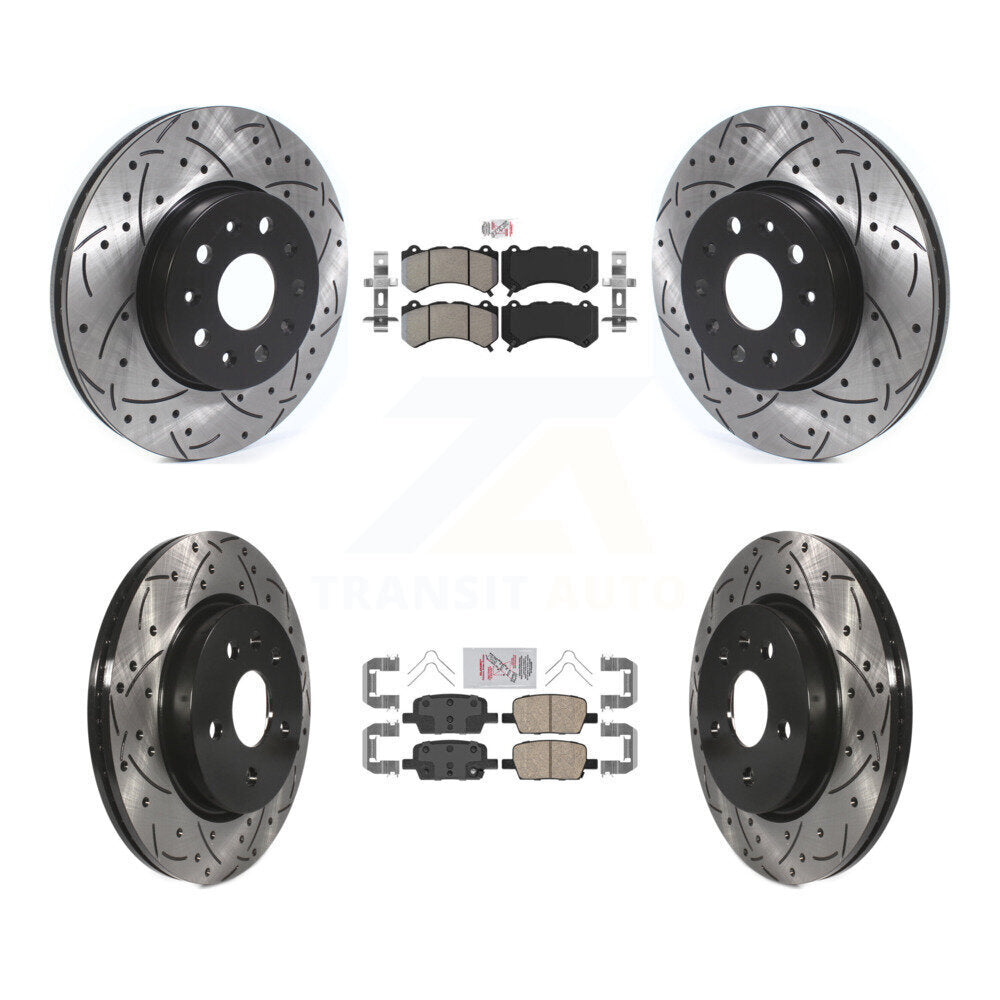 Front Semi-Metallic Rear Ceramic Pad Drill Slot Disc Brake Rotor Kit For Chevrolet Camaro KDA-102440