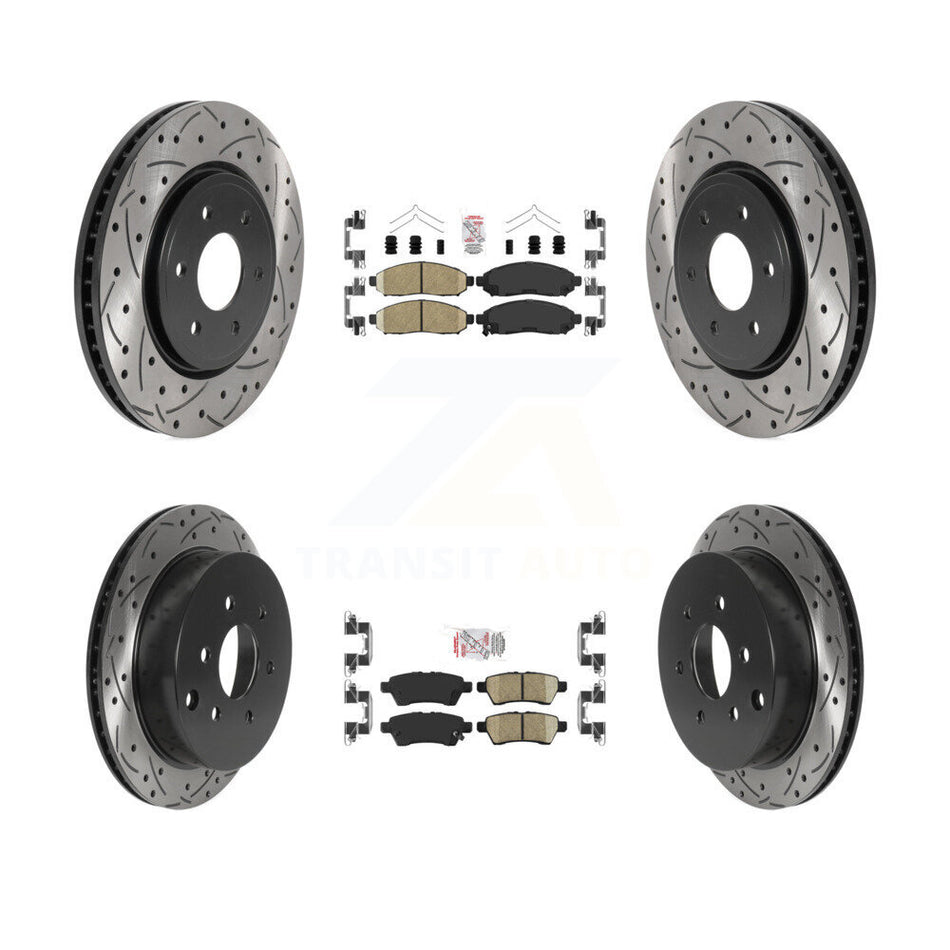 Front Rear Ceramic Pad Coated Drill Slot Disc Brake Rotor Kit For 2006-2007 Nissan Xterra KDA-102443