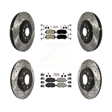 Front Rear Ceramic Pads And Coated Drilled Slotted Disc Brake Rotors Kit For Chrysler 200 KDA-102445