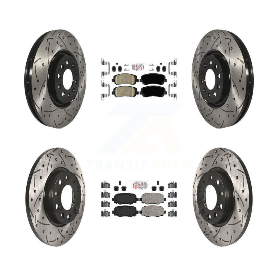 Front Rear Ceramic Pads And Coated Drilled Slotted Disc Brake Rotors Kit For Chrysler 200 KDA-102445