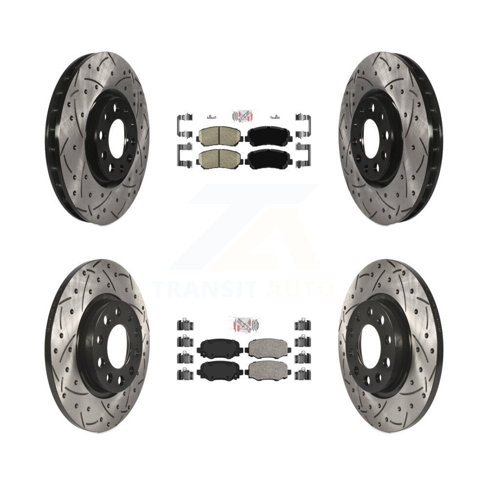 Front Rear Ceramic Pads And Coated Drilled Slotted Disc Brake Rotors Kit For Chrysler 200 KDA-102446