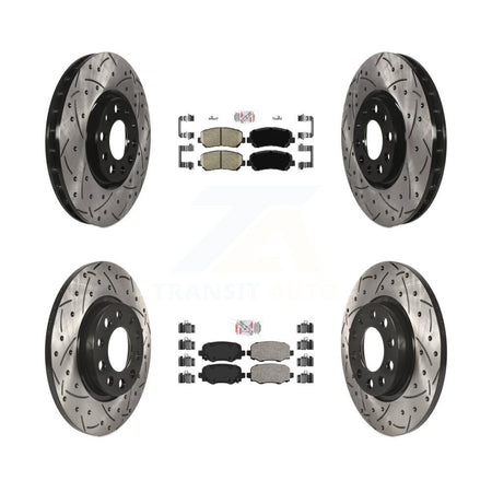 Front Rear Ceramic Pads And Coated Drilled Slotted Disc Brake Rotors Kit For Chrysler 200 KDA-102446