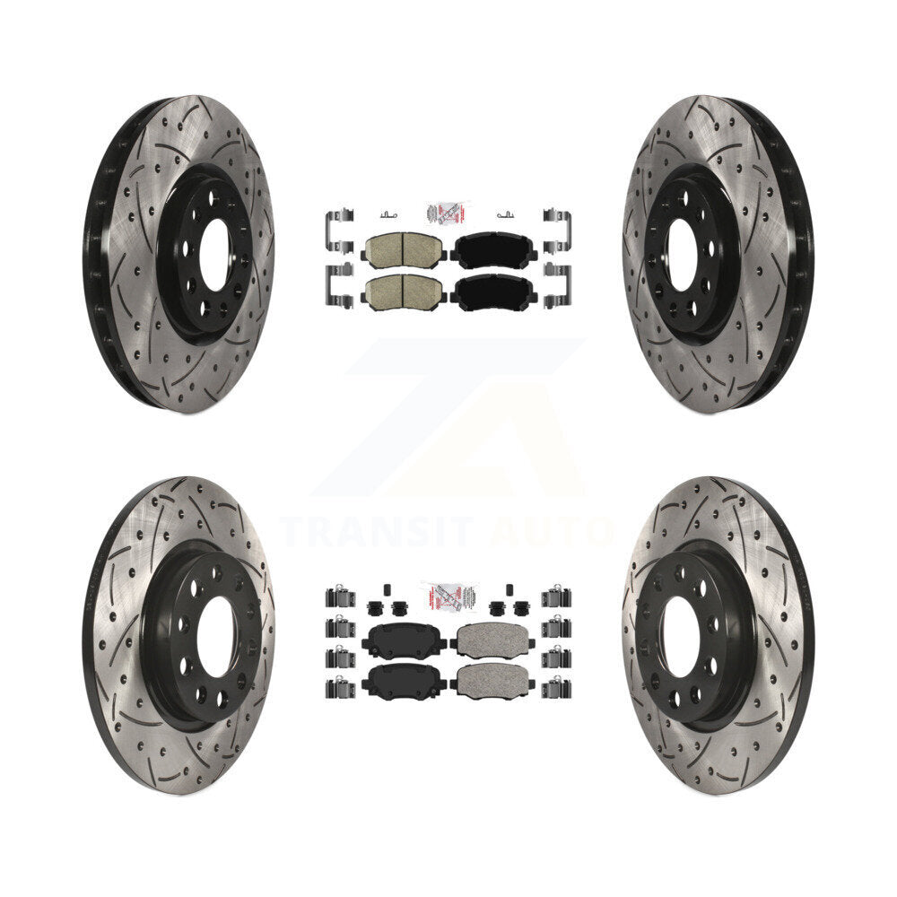 Front Rear Ceramic Pads And Coated Drilled Slotted Disc Brake Rotors Kit For Chrysler 200 KDA-102447