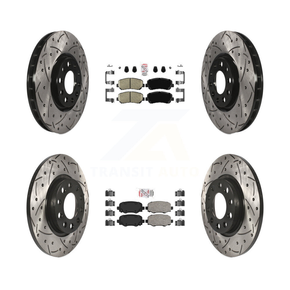 Front Rear Ceramic Pads And Coated Drilled Slotted Disc Brake Rotors Kit For Chrysler 200 KDA-102448