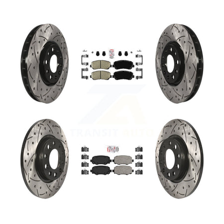 Front Rear Ceramic Pads And Coated Drilled Slotted Disc Brake Rotors Kit For Chrysler 200 KDA-102448