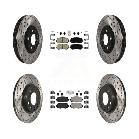 Front Rear Ceramic Pads And Coated Drilled Slotted Disc Brake Rotors Kit For Chrysler 200 KDA-102449