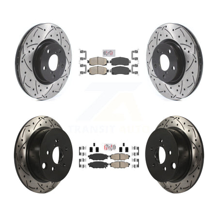 Front Rear Ceramic Pad And Coated Drilled Slotted Disc Brake Rotor Kit For Subaru Impreza KDA-102451