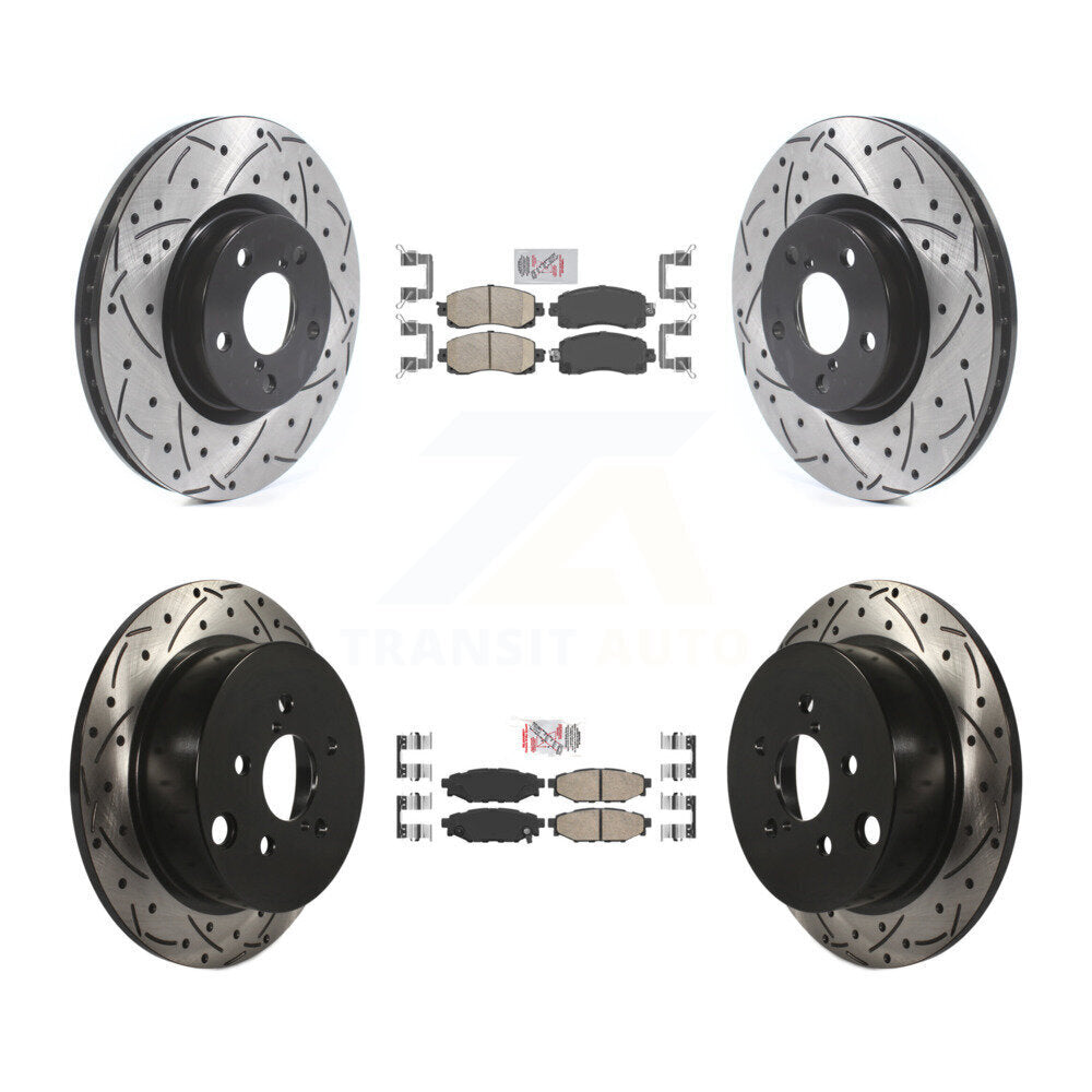 Front Rear Ceramic Pad And Coated Drilled Slotted Disc Brake Rotor Kit For Subaru Impreza KDA-102452