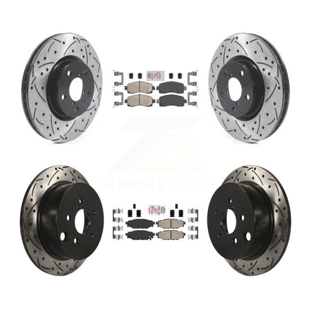 Front Rear Ceramic Pad And Coated Drilled Slotted Disc Brake Rotor Kit For Subaru Impreza KDA-102453