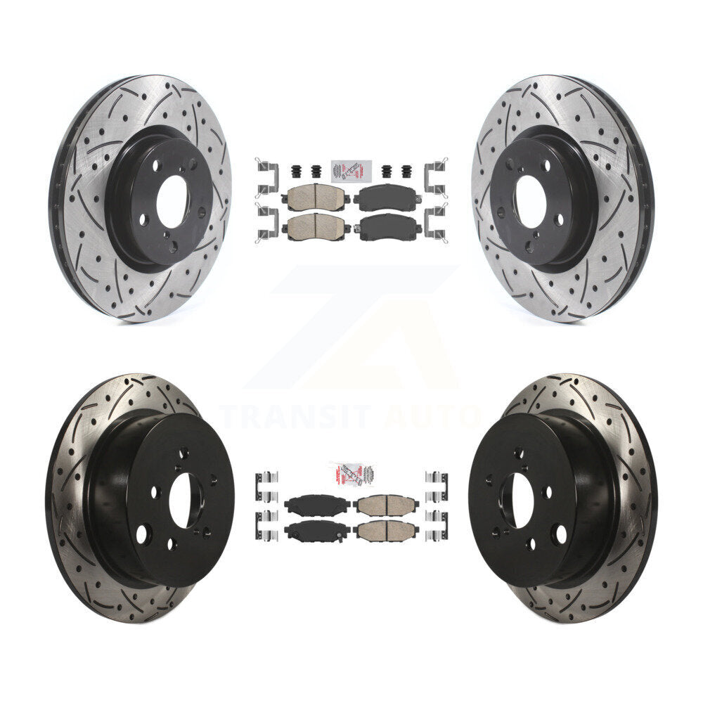 Front Rear Ceramic Pad And Coated Drilled Slotted Disc Brake Rotor Kit For Subaru Impreza KDA-102454