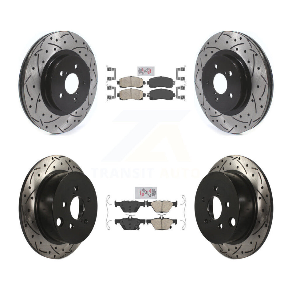 Front Rear Ceramic Pad & Coated Drilled Slotted Disc Brake Rotor Kit For Subaru Crosstrek KDA-102455