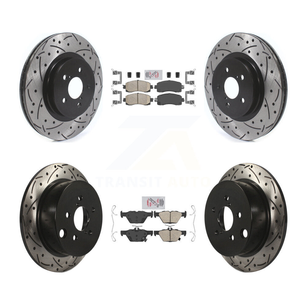 Front Rear Ceramic Pad & Coated Drilled Slotted Disc Brake Rotor Kit For Subaru Crosstrek KDA-102457