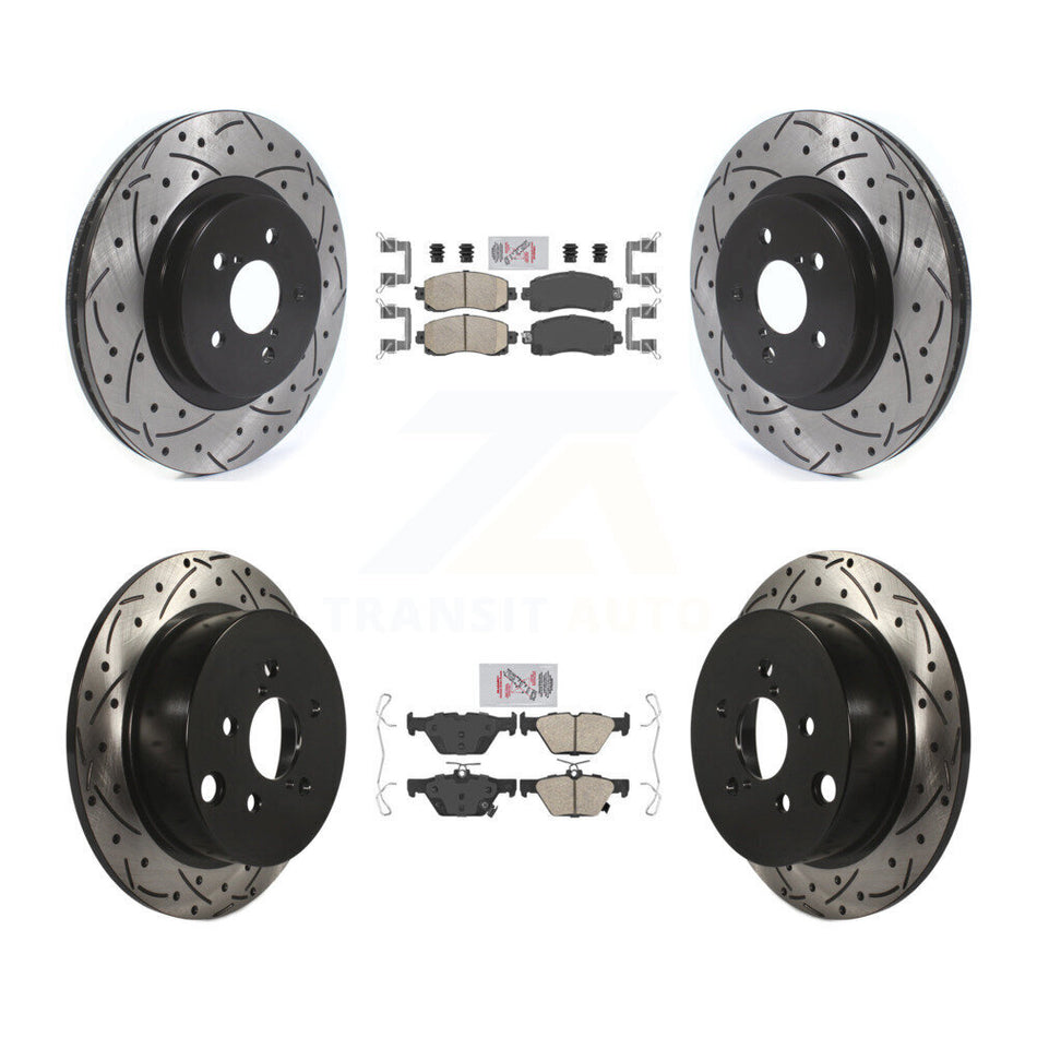 Front Rear Ceramic Pad & Coated Drilled Slotted Disc Brake Rotor Kit For Subaru Crosstrek KDA-102457