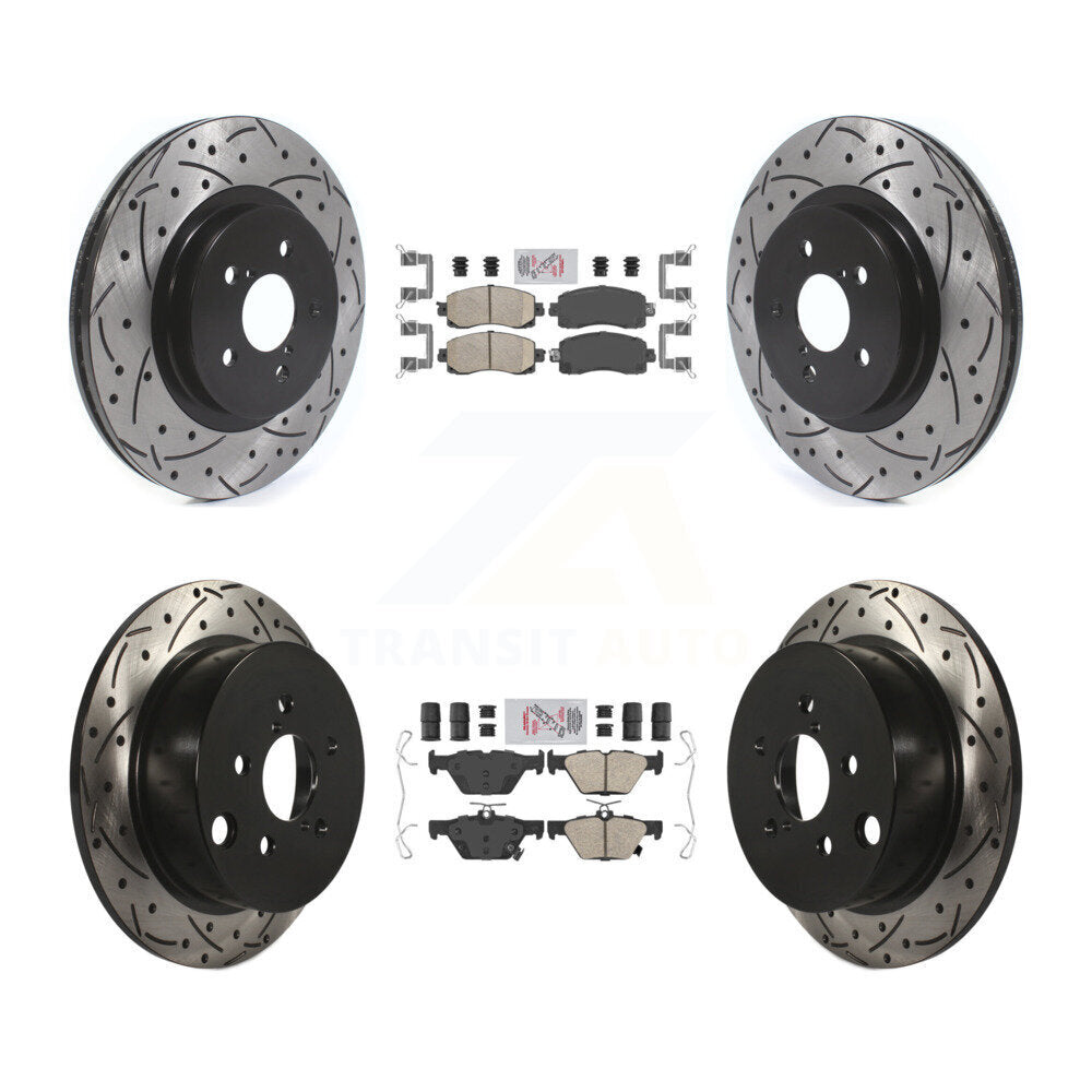 Front Rear Ceramic Pad & Coated Drilled Slotted Disc Brake Rotor Kit For Subaru Crosstrek KDA-102458