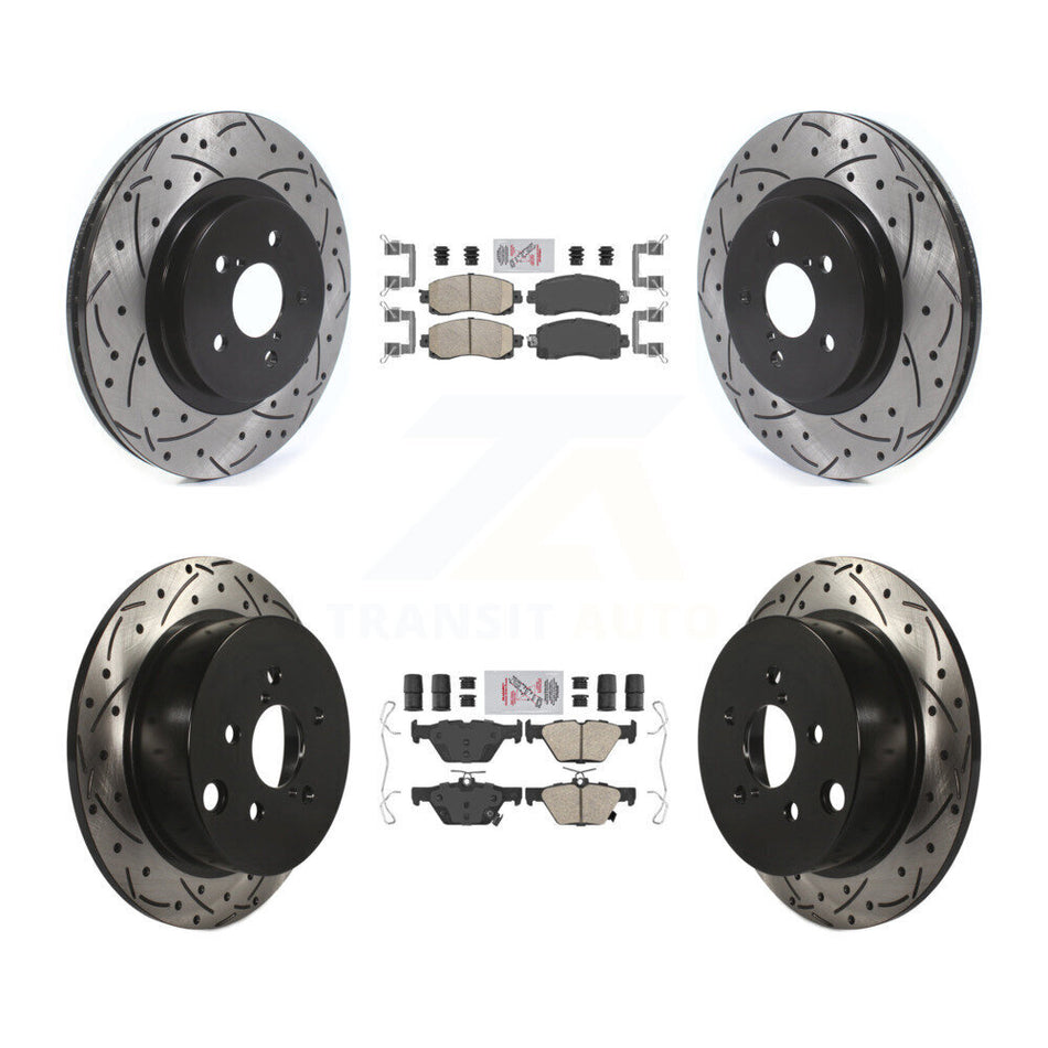 Front Rear Ceramic Pad & Coated Drilled Slotted Disc Brake Rotor Kit For Subaru Crosstrek KDA-102458