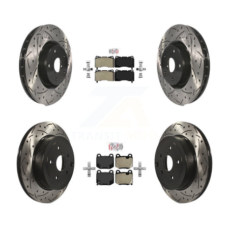 Front Rear Semi-Metallic Pad Drilled Slot Disc Brake Rotor Kit For Subaru Impreza WRX STI KDA-102459