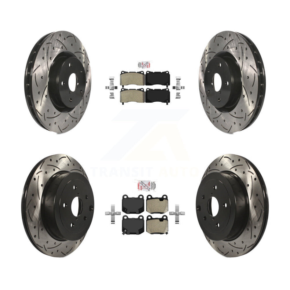 Front Rear Semi-Metallic Pad Drilled Slot Disc Brake Rotor Kit For Subaru Impreza WRX STI KDA-102459