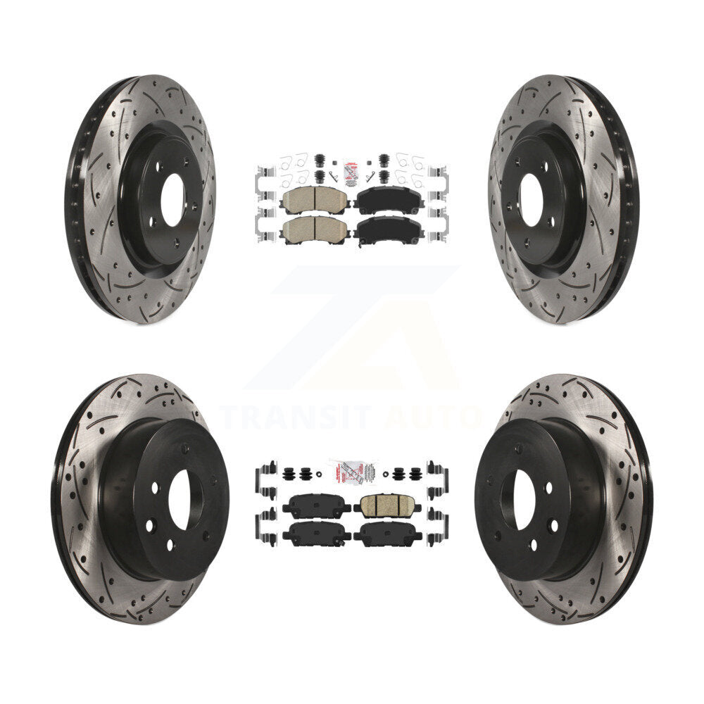 Front Rear Ceramic Pads And Coated Drilled Slotted Disc Brake Rotors Kit For Nissan Rogue KDA-102461