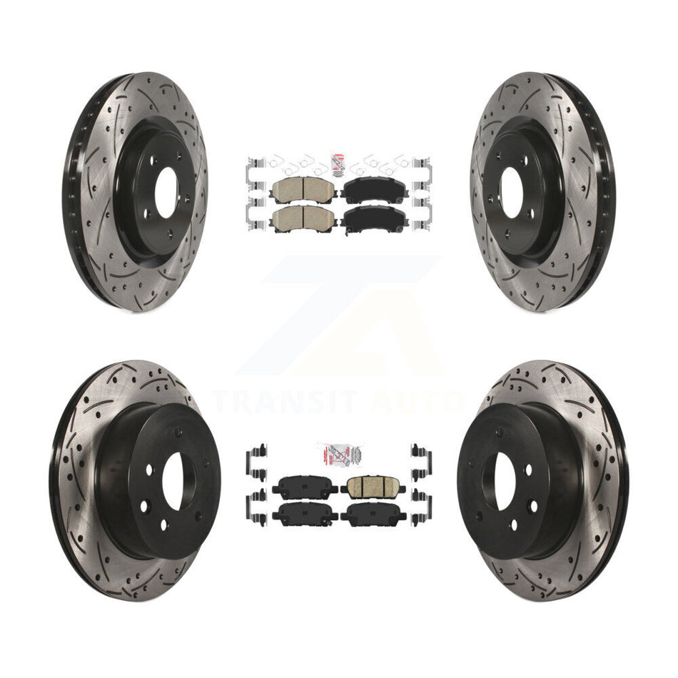 Front Rear Ceramic Pads And Coated Drilled Slotted Disc Brake Rotors Kit For Nissan Rogue KDA-102462