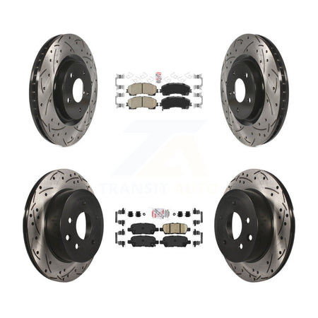 Front Rear Ceramic Pads And Coated Drilled Slotted Disc Brake Rotors Kit For Nissan Rogue KDA-102463