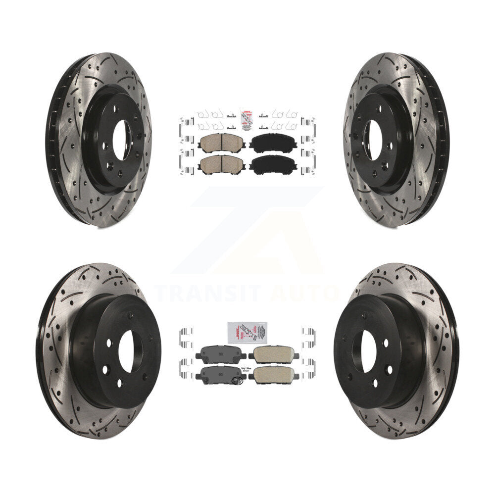 Front Rear Ceramic Pad & Drilled Slot Disc Brake Rotor Kit For Nissan Rogue Sport Qashqai KDA-102464