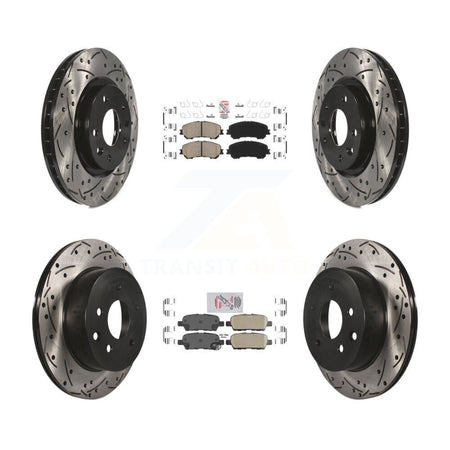 Front Rear Ceramic Pad & Drilled Slot Disc Brake Rotor Kit For Nissan Rogue Sport Qashqai KDA-102464