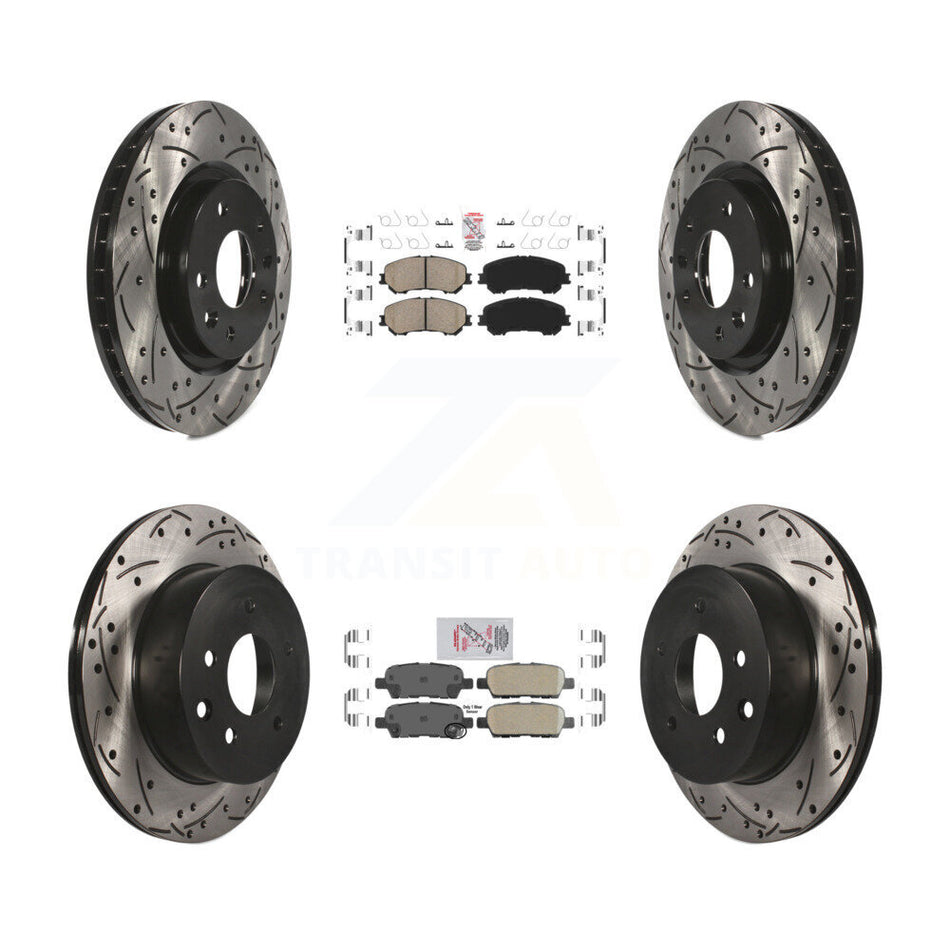 Front Rear Ceramic Pad & Drilled Slot Disc Brake Rotor Kit For Nissan Rogue Sport Qashqai KDA-102464