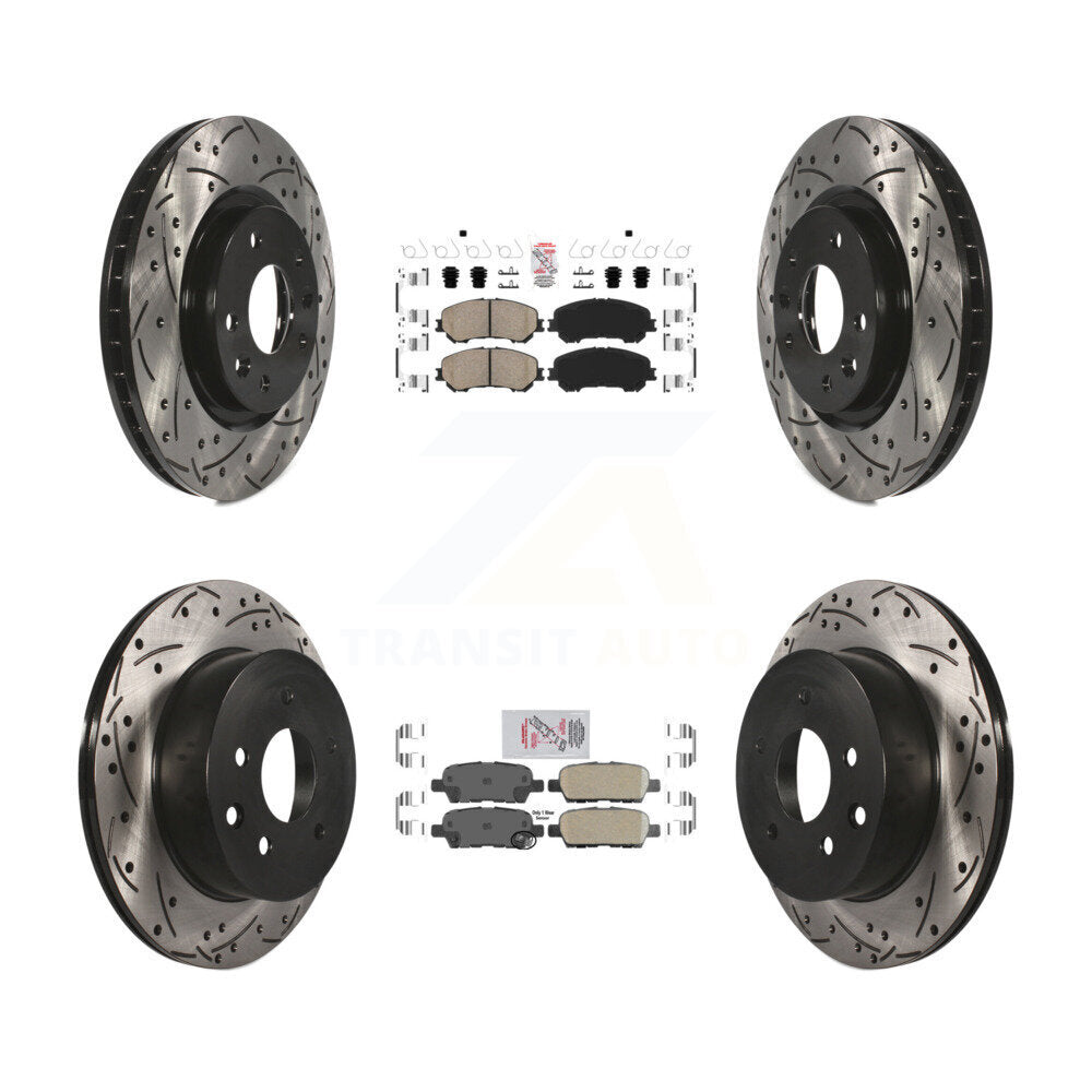 Front Rear Ceramic Pad & Drilled Slot Disc Brake Rotor Kit For Nissan Rogue Sport Qashqai KDA-102466