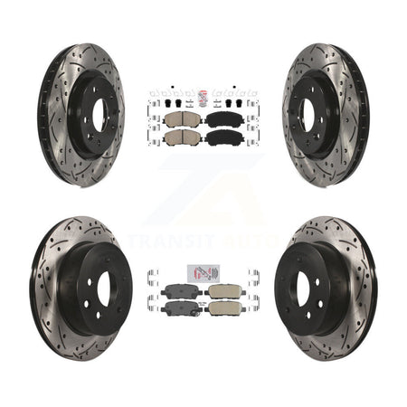 Front Rear Ceramic Pad & Drilled Slot Disc Brake Rotor Kit For Nissan Rogue Sport Qashqai KDA-102466