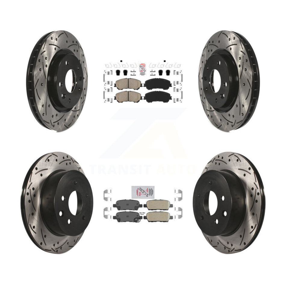 Front Rear Ceramic Pad & Drilled Slot Disc Brake Rotor Kit For Nissan Rogue Sport Qashqai KDA-102466